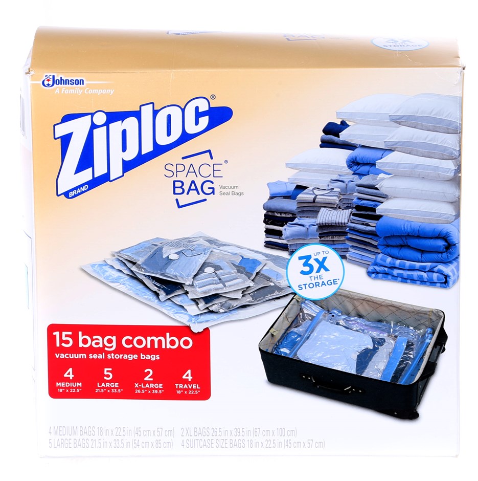 ZIPLOC 15pc Vacuum Seal Storage Bags. Buyers Note Discount Freight Rates Auction