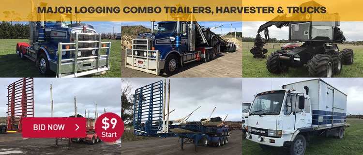 Major Logging Combo Trailers, Harvester & Trucks