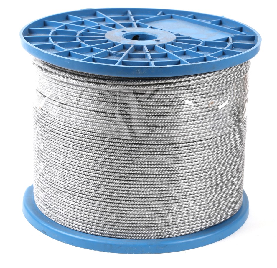 500M Reel x Clear PVC Coated Wire Rope 2/3mm dia Construction 6x7 on