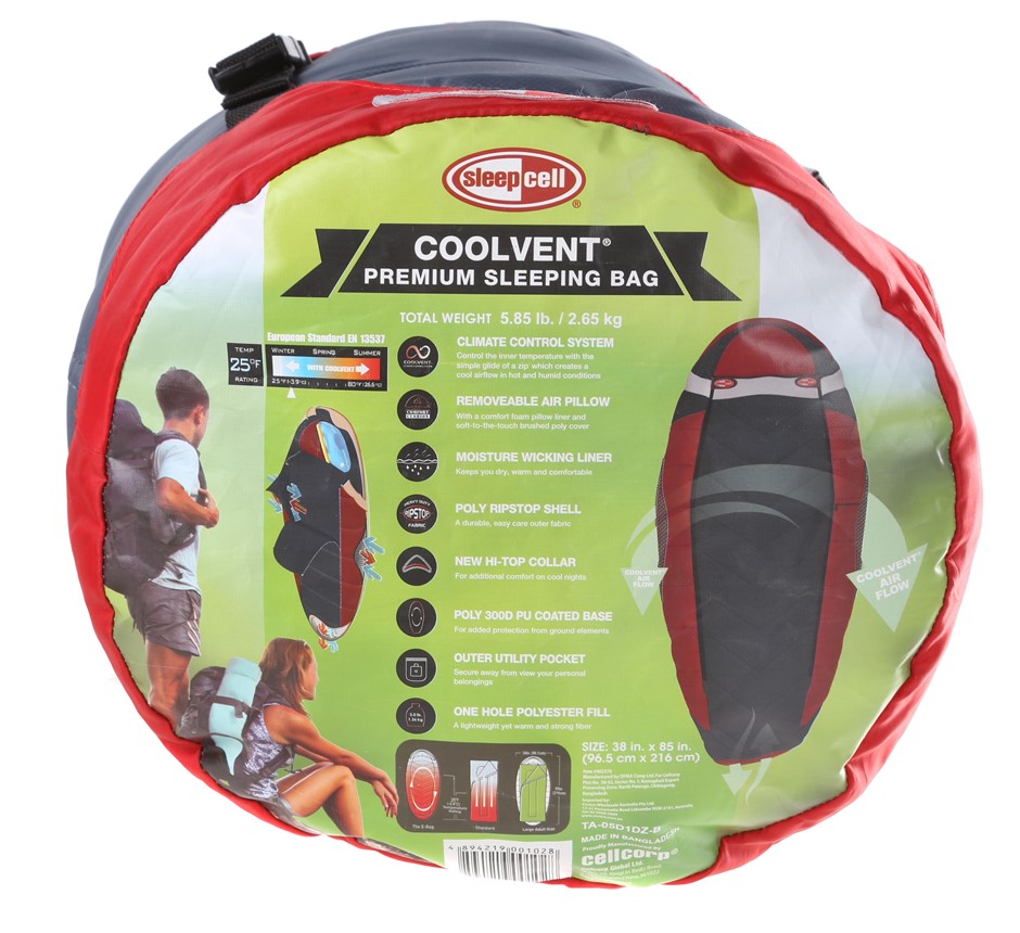 SLEEPCELL Cool vent Premium Sleeping Bag, 38ins x 85ins, Red. Buyers