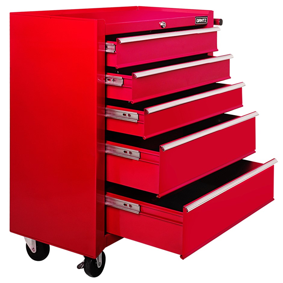 Giantz 5 Drawer Mechanic Tool Box Storage Trolley - Red