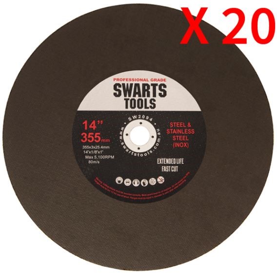 20Pc 350Mm 355Mm 14" Metal Chop Off Drop Saw Blades Cutting Discs Wheel