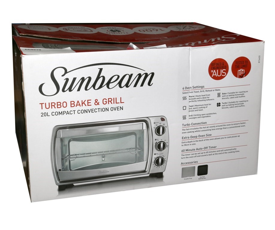 SUNBEAM 20L Compact Convection Oven, Turbo Bake & Grill. (237988125