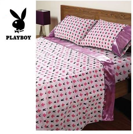 Playboy Pink Love Satin Sheet Set King