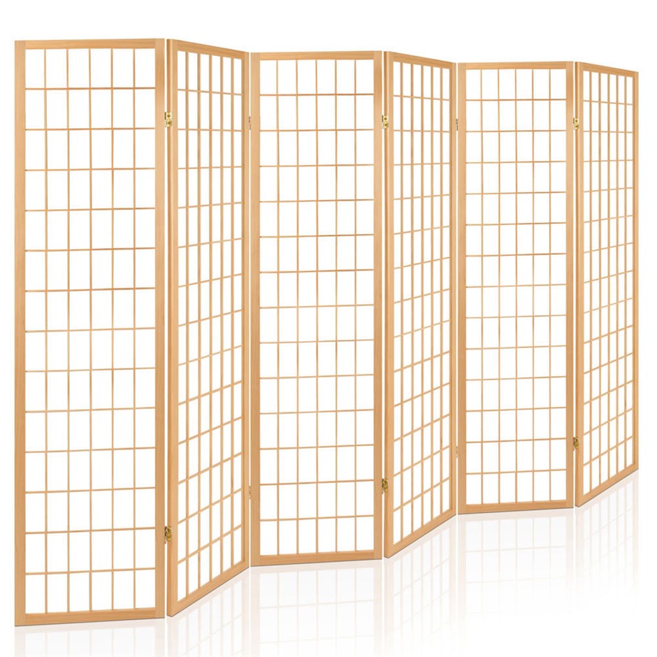 Buy Artiss 6 Panel Wooden Room Divider Natural Grays Australia