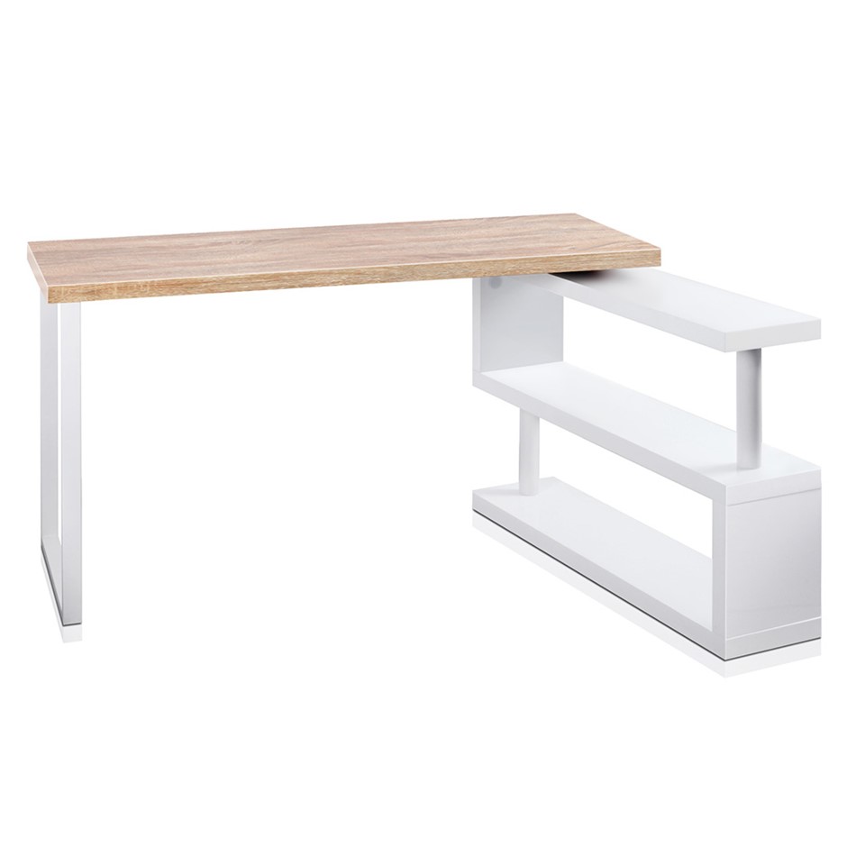 Artiss Rotary Corner Desk with Bookshelf