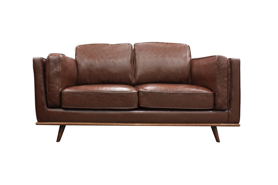 2 Seater Faux Leather Sofa Brown Lounge 