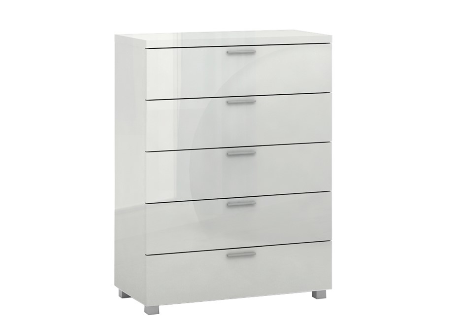 Elisha High Gloss 5 Drawer Tall-Boy Ches