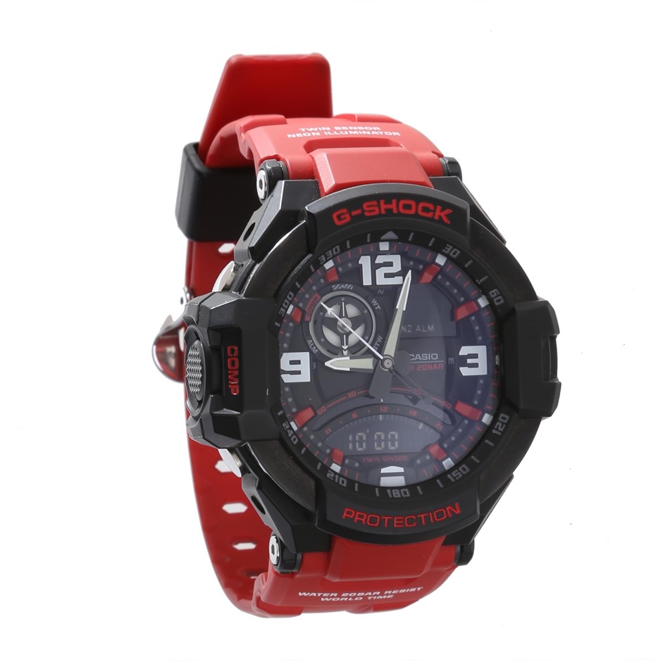 Casio G Shock Men S 52mm Watch Water Resistant Bar Twin Sensor Neon Il Auction Graysonline Australia