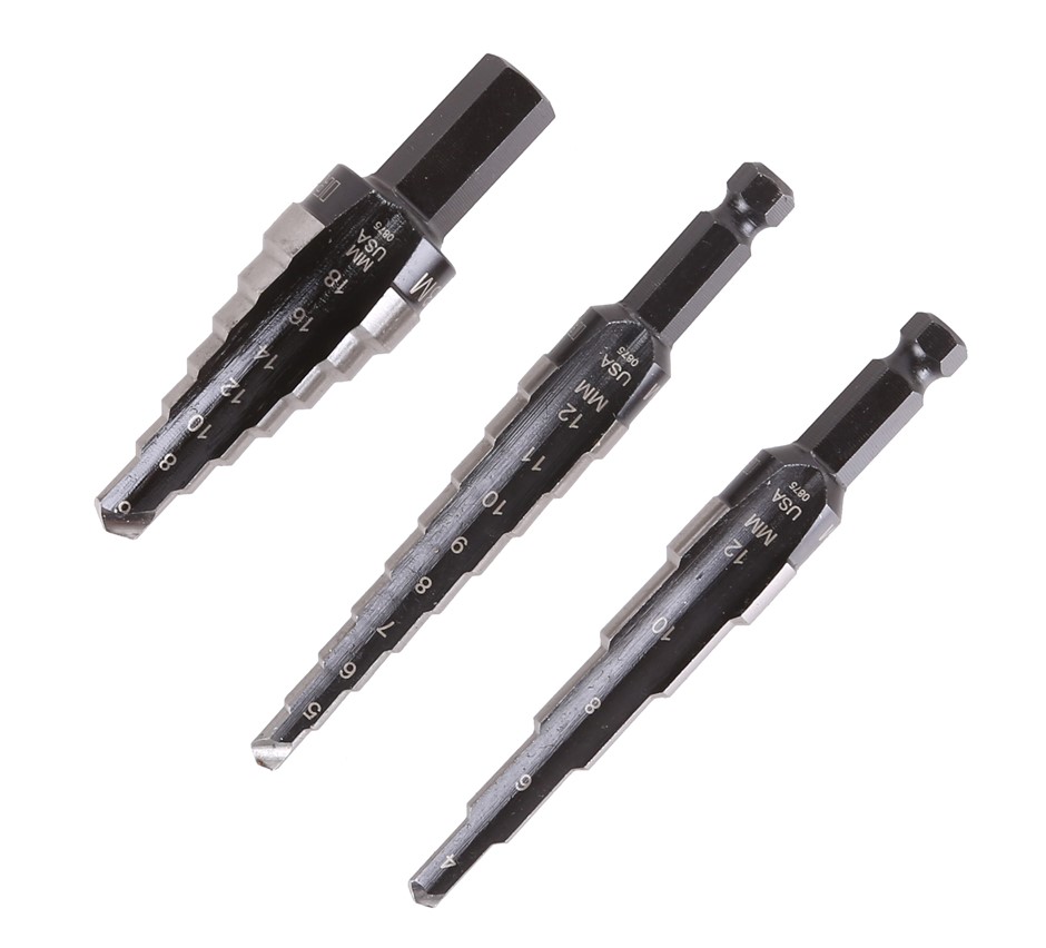 IRWIN Unibit 3pc Step Drill Set, 1M 9x Holes, Sizes 412mm, 3M 9 x Ho Auction