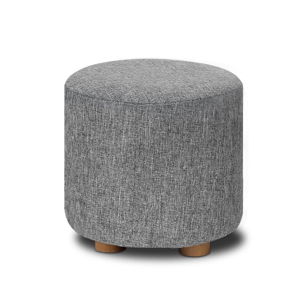 Artiss Fabric Round Ottoman - Grey
