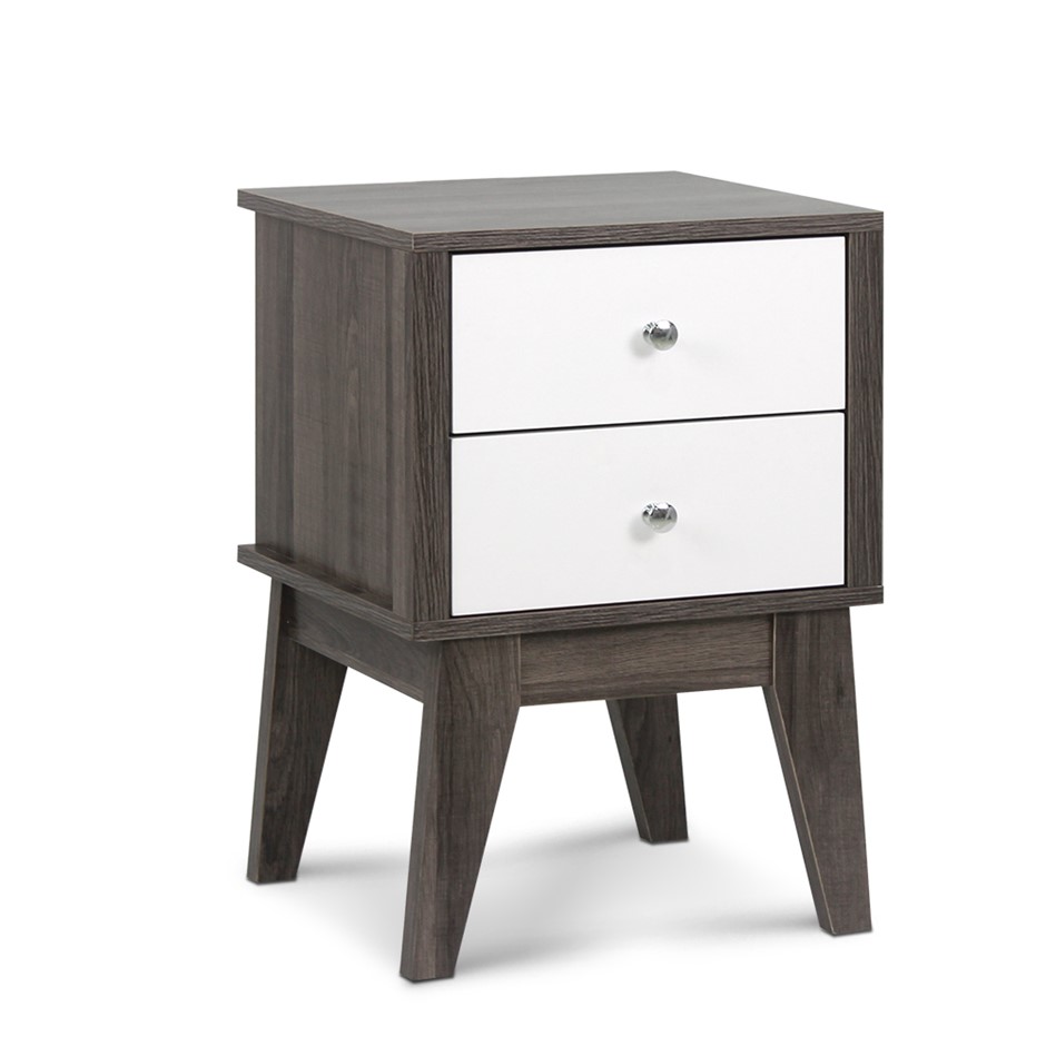 Artiss Bedside Table with Drawers - Whit