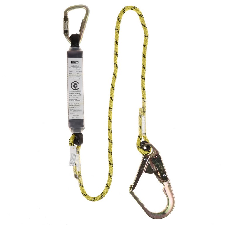 MSA Workman 2M Shock Absorbing Rope Lanyard c/w Scaffold Hook, Double ...