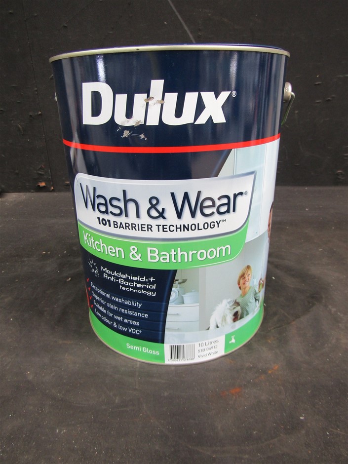 Dulux 10L Paint Wash & Wear Kitchen and Bathroom Semi Gloss Auction (0037-3139273) | GraysOnline ...