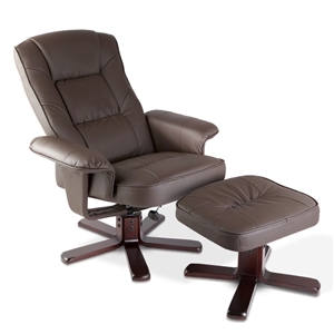 PU Leather Wood Armchair Recliner - Choc