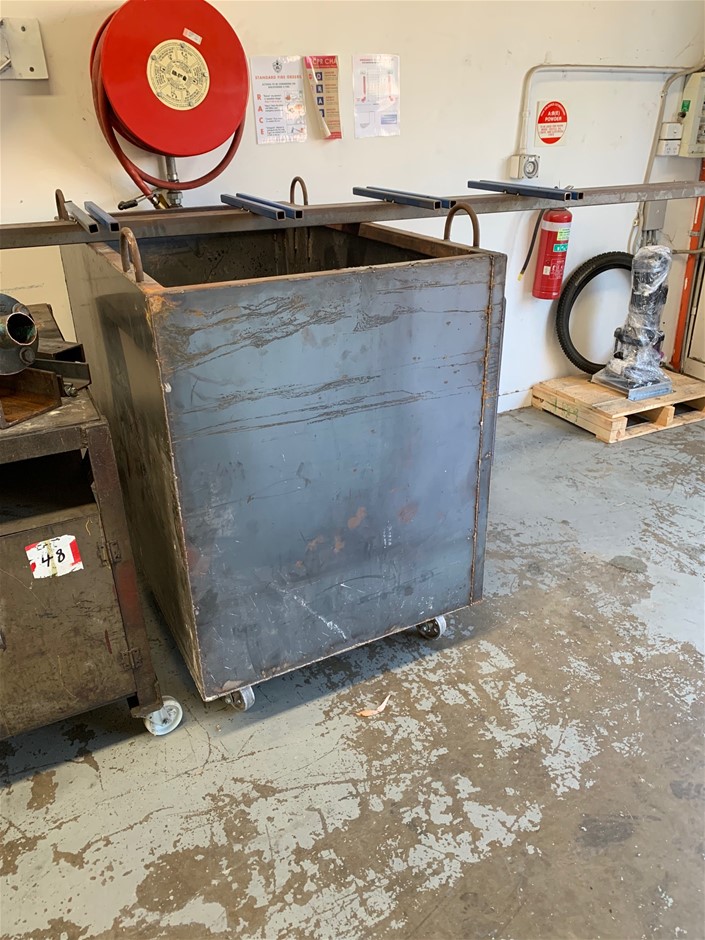 Mobile steel scrap bin 1.2m3 capacity with lifting lugs Asset Location