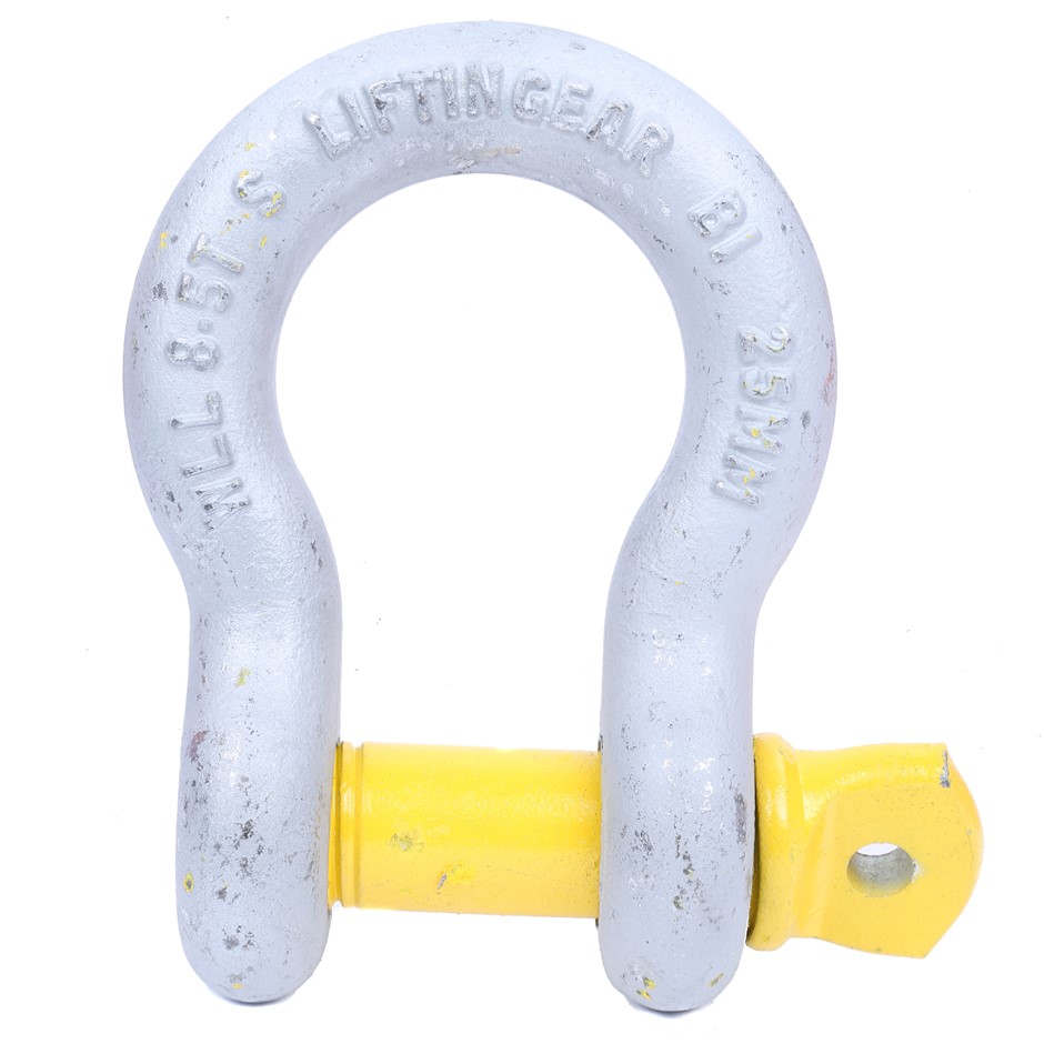 Bow Shackle, WLL 8.5T, Screw Pin Type, Grade S, Yellow Pin. (SN:BS-8.5 ...