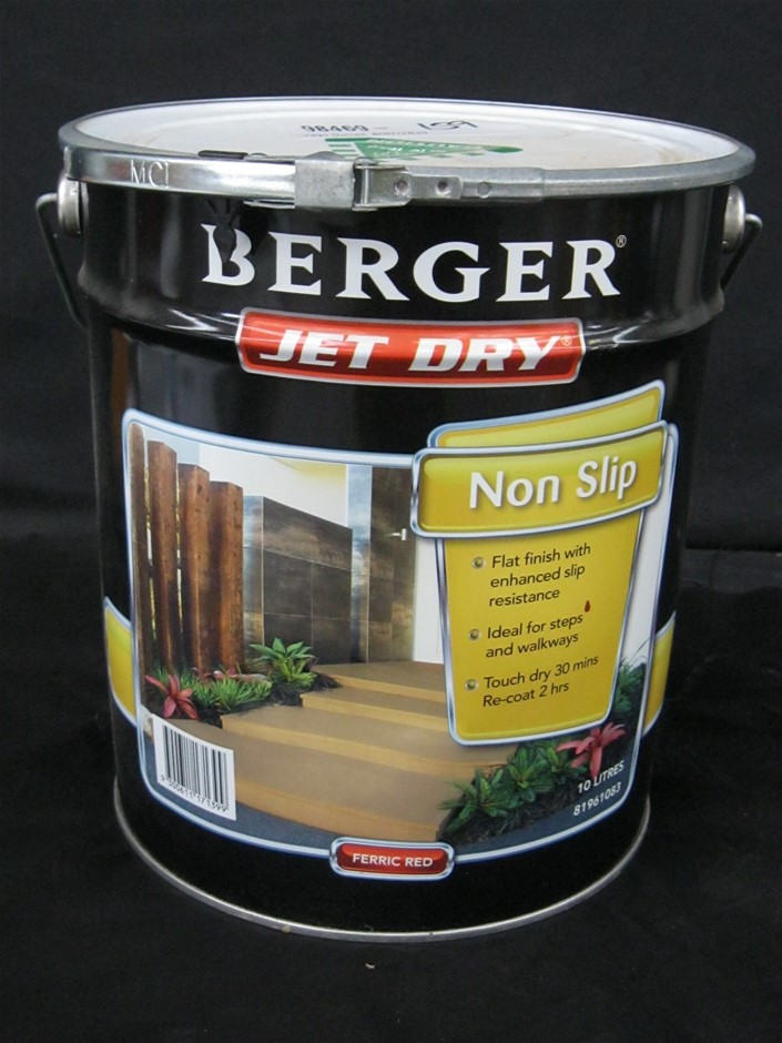 Berger 10L Paint, Jet Dry NonSlip Flat Finish, Ferric Red