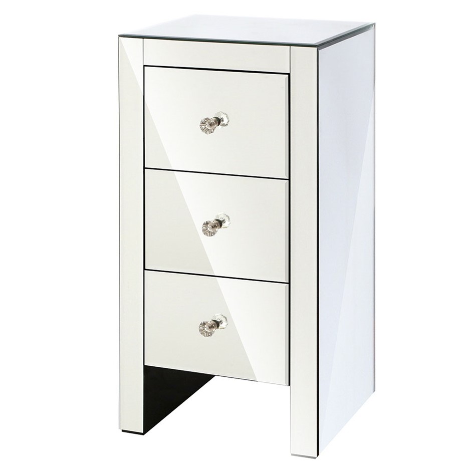 Artiss Mirrored Bedside Tables Drawers Crystal Chest Glass Silver Fashion