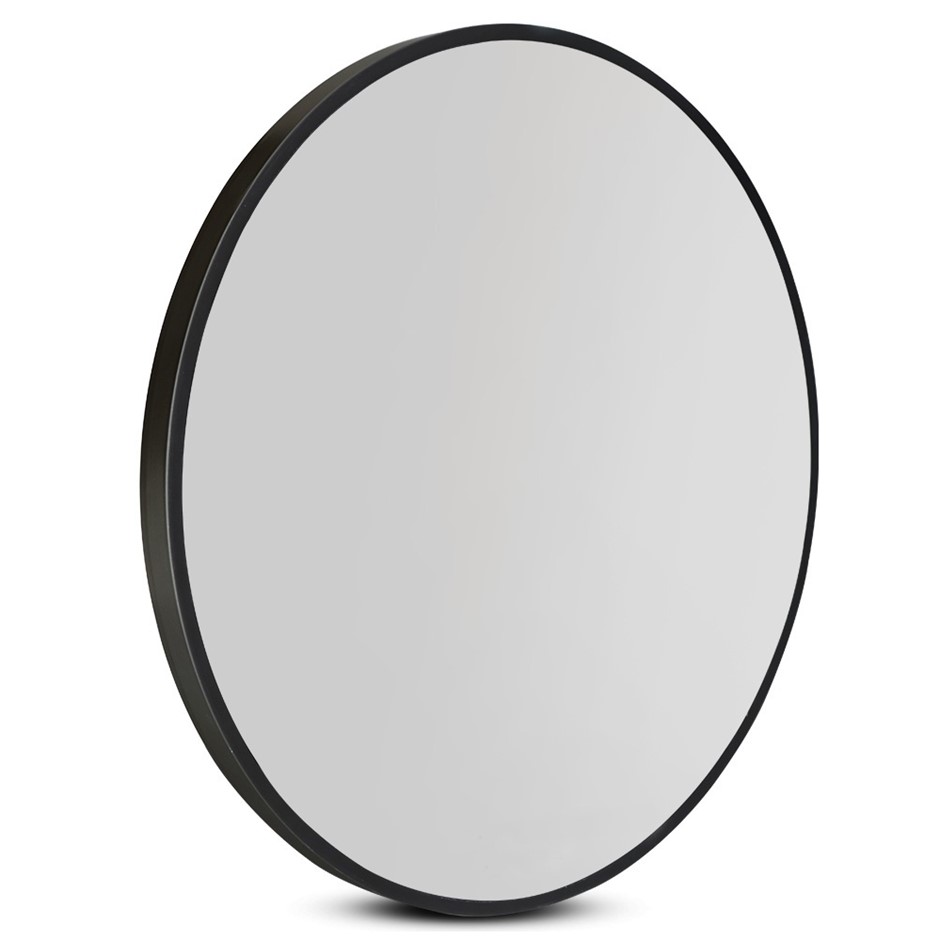 Round Wall Mirror 50cm Makeup Mirror Frameless Bathroom Vanity Black Decor