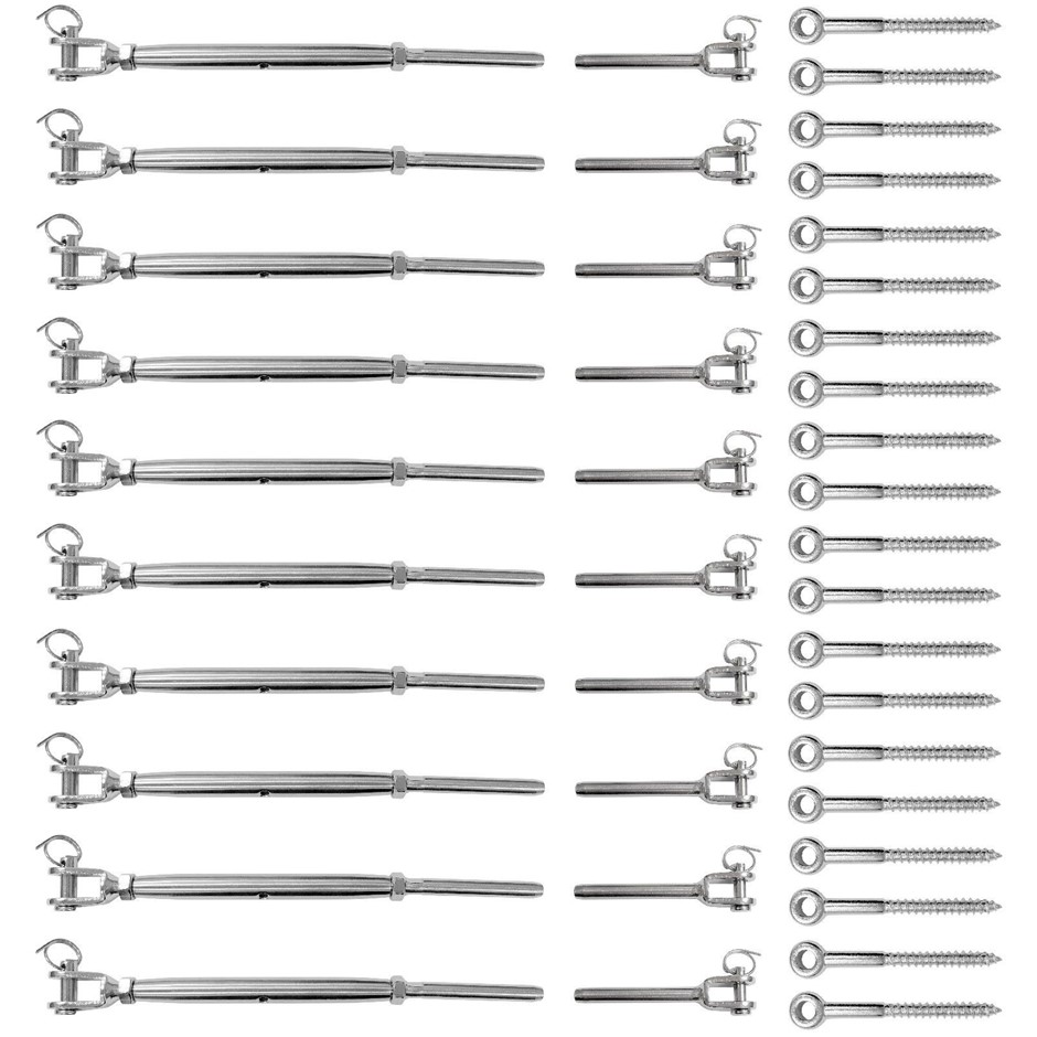 Stainless Steel Wire Rope DIY Balustrade Kit Turnbuckle - 10 pack