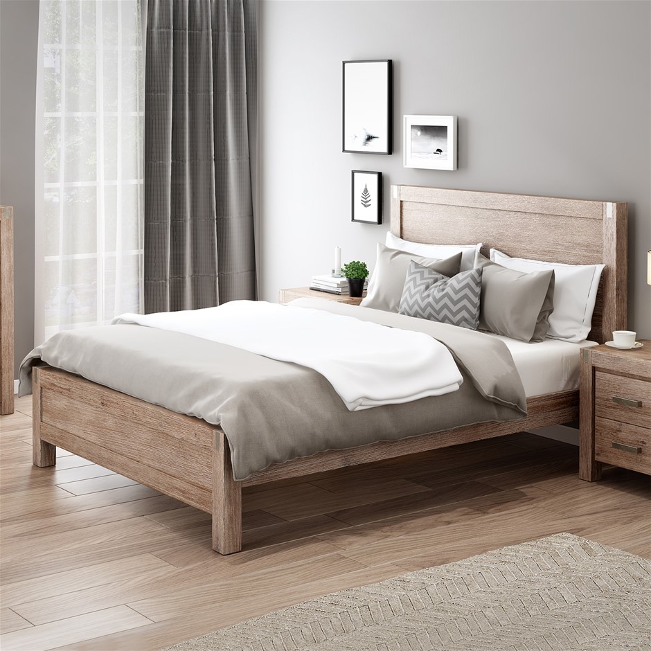 Bed Frame King Size in Wood Veneered Aca