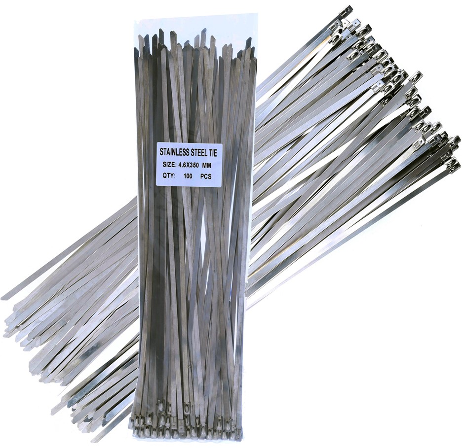 2 Packs of 100 x Stainless Steel Cable Ties, Size 4.6mm x 350mm. Buyers