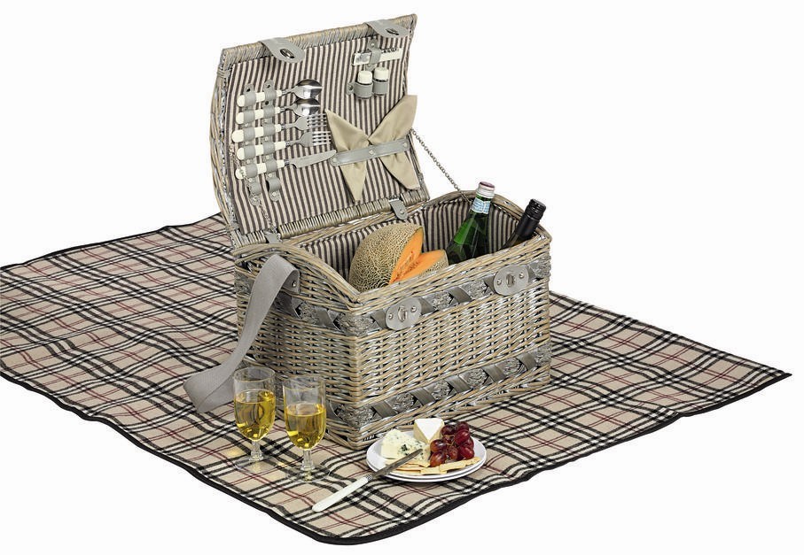 Buy Avanti 2 Person Wicker Cane Picnic Basket Grey Wash Grays Australia