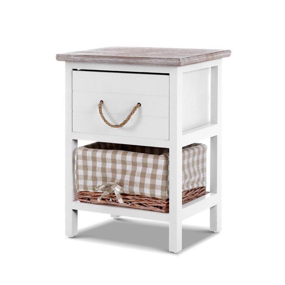 Artiss 2x Bedside Tables Shabby Chic Sto