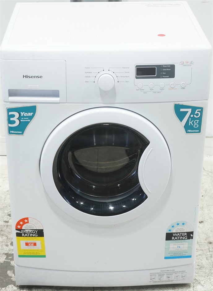 Hisense 7.5kg Front Load Washing Machine (HWFE7510) (White) Auction