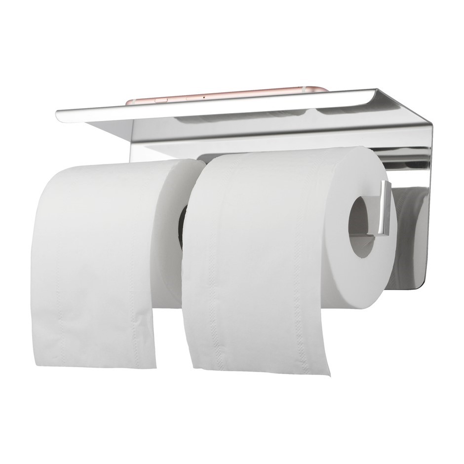 Buy Chrome Double Toilet Paper Holder Stainless Steel Wall Mounted ...