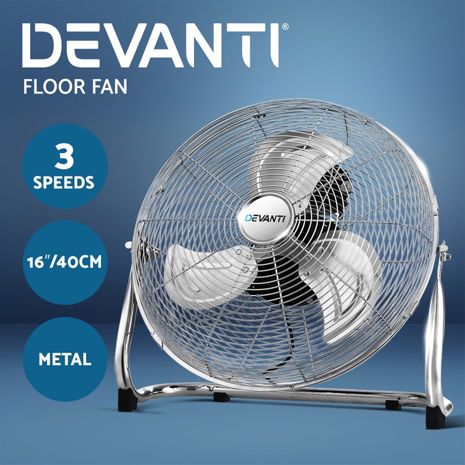Buy Devanti Metal Floor Fan Desk Fans Chrome Portable 3 Speed Tilt