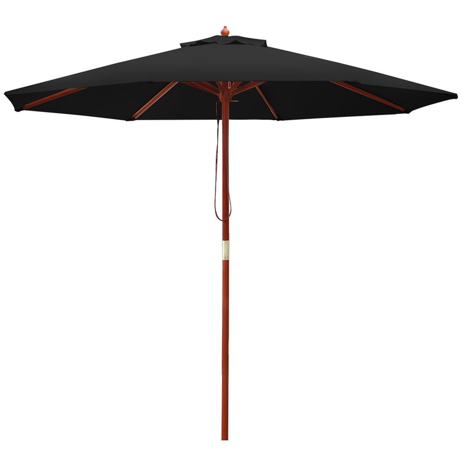 Instahut 2.7M Outdoor Pole Umbrella Cantilever Stand Garden Umbrellas Black