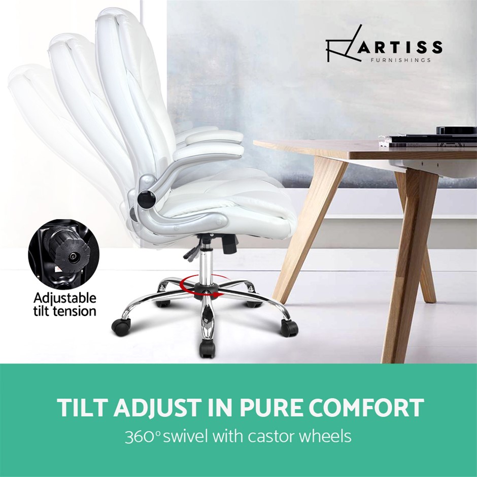 Buy PU Leather Executive Office Desk Chair White Grays Australia