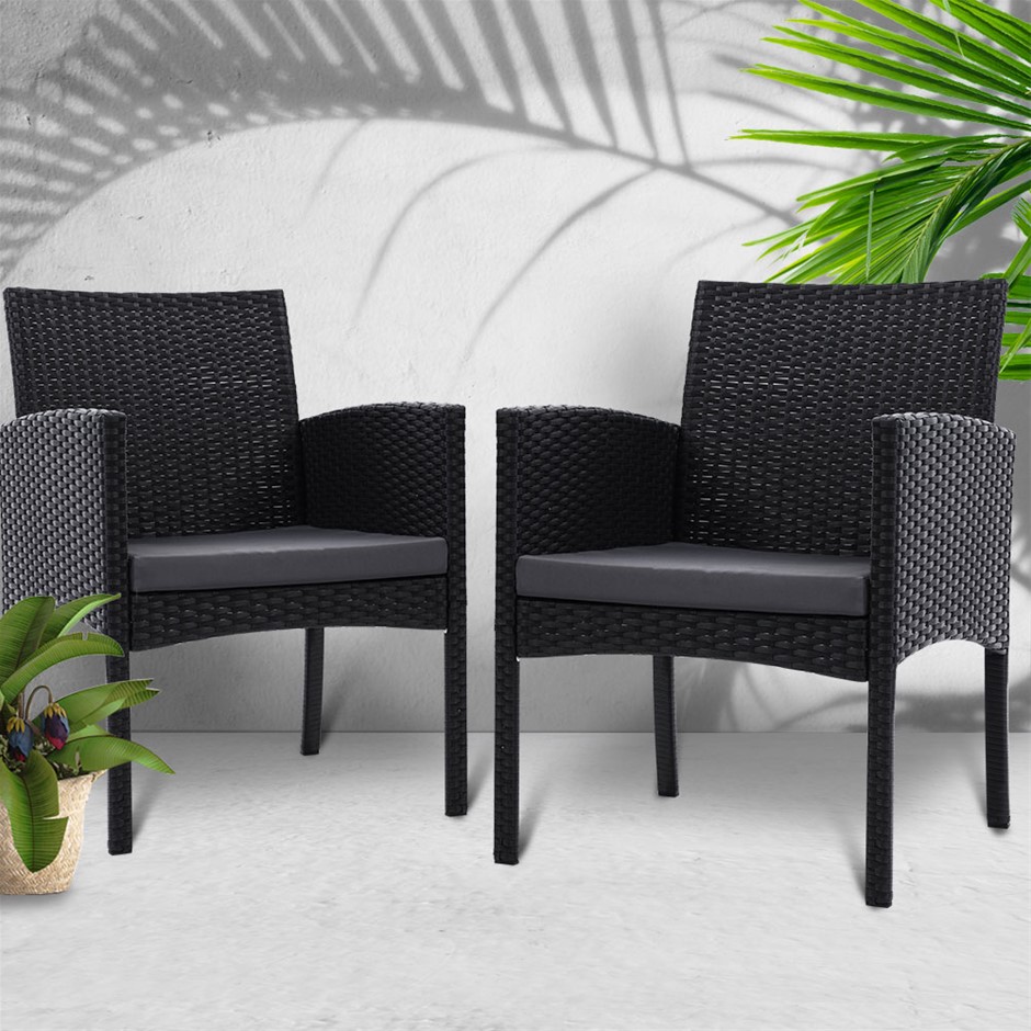 Gardeon Outdoor Bistro Chairs Patio Furniture Dining Chair Wicker Garden