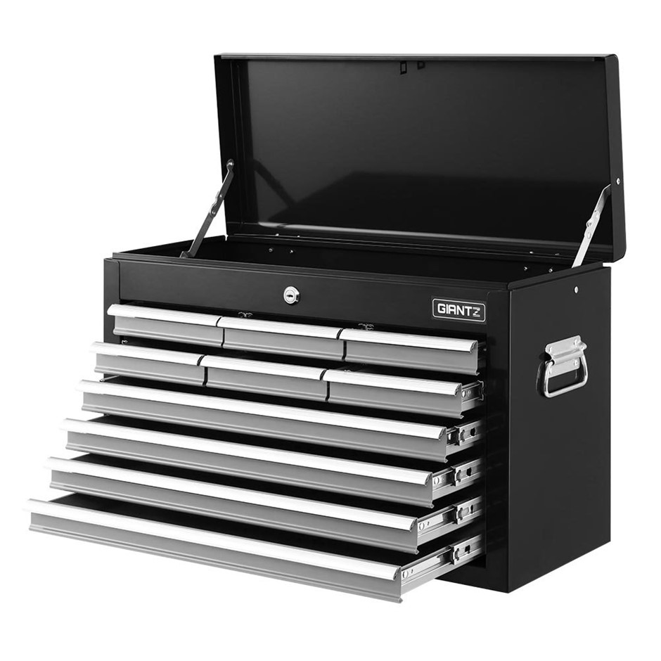 Giantz 10-Drawer Tool Box Chest Garage Storage Toolbox - Black & Silver