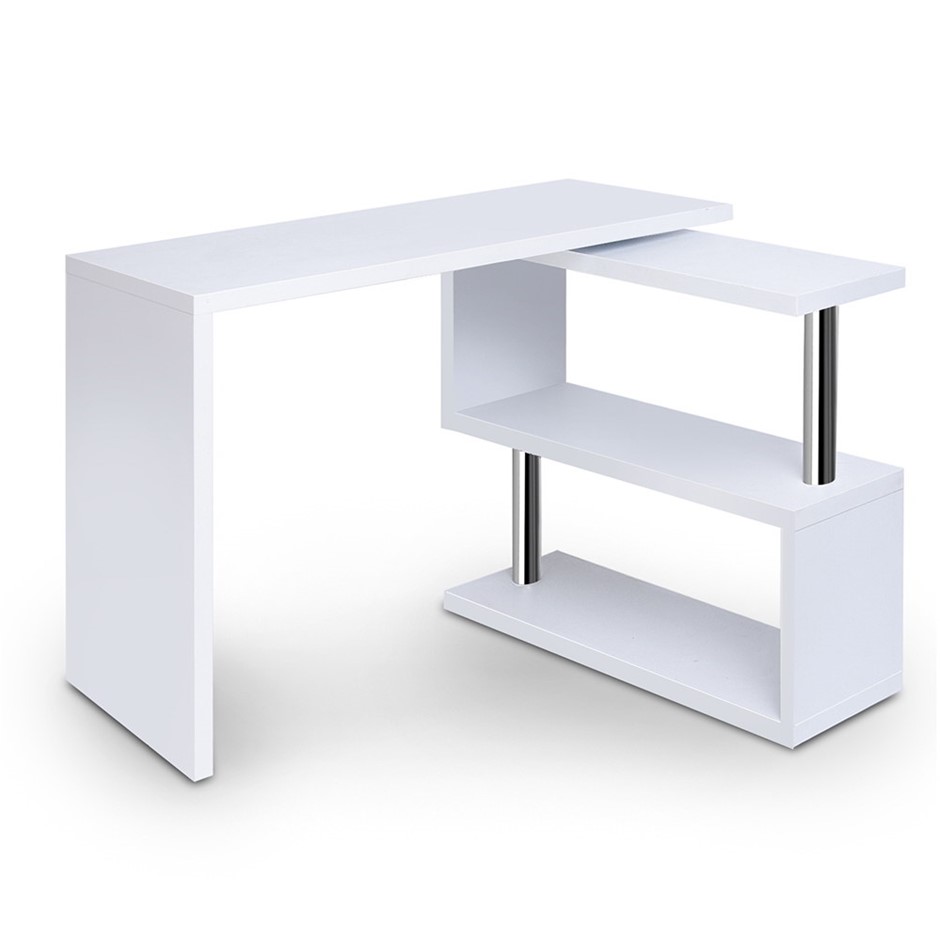 Artiss Rotary Corner Desk with Bookshelf