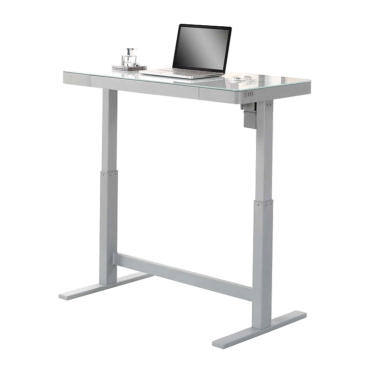 TRESANTI Adjustable Height Desk 1200mm x 600mm Black with Glass Top, Single Auction