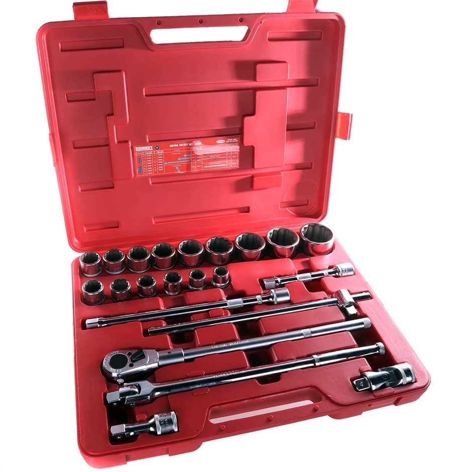 KENNEDY 22pc 3/4ins Drive Metric Socket Set, Contents; Unique DoubleKnurl Auction
