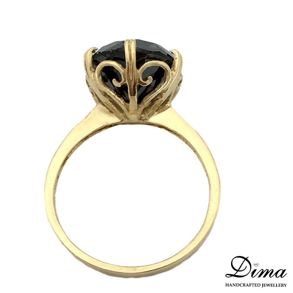 18K White Gold-Filled Cuban Style Link Ring w/ Simulated Diamonds - Size 7