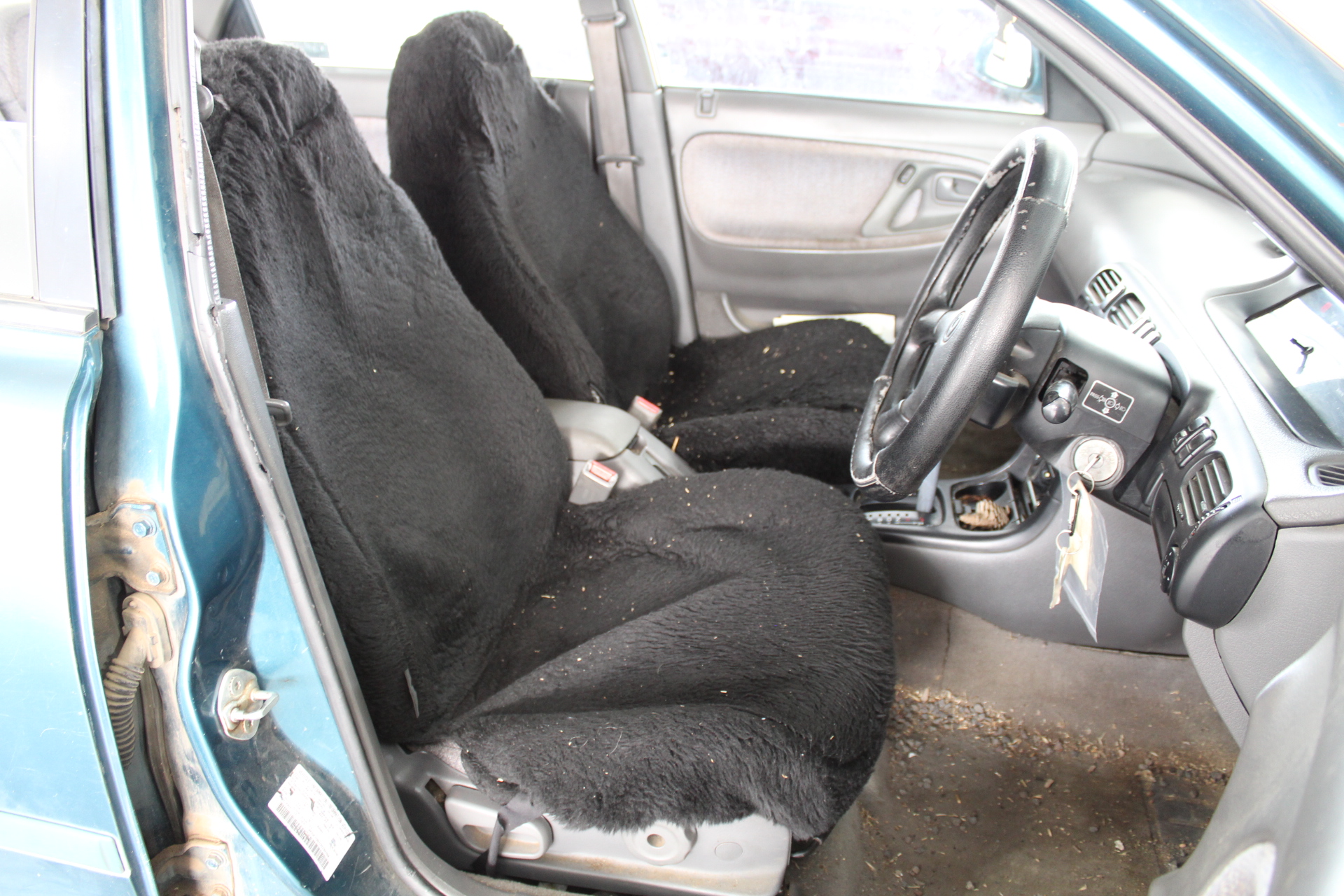 Elegant 18K Triple White Gold plated Lab Simulated Sapphire Ring Size 7