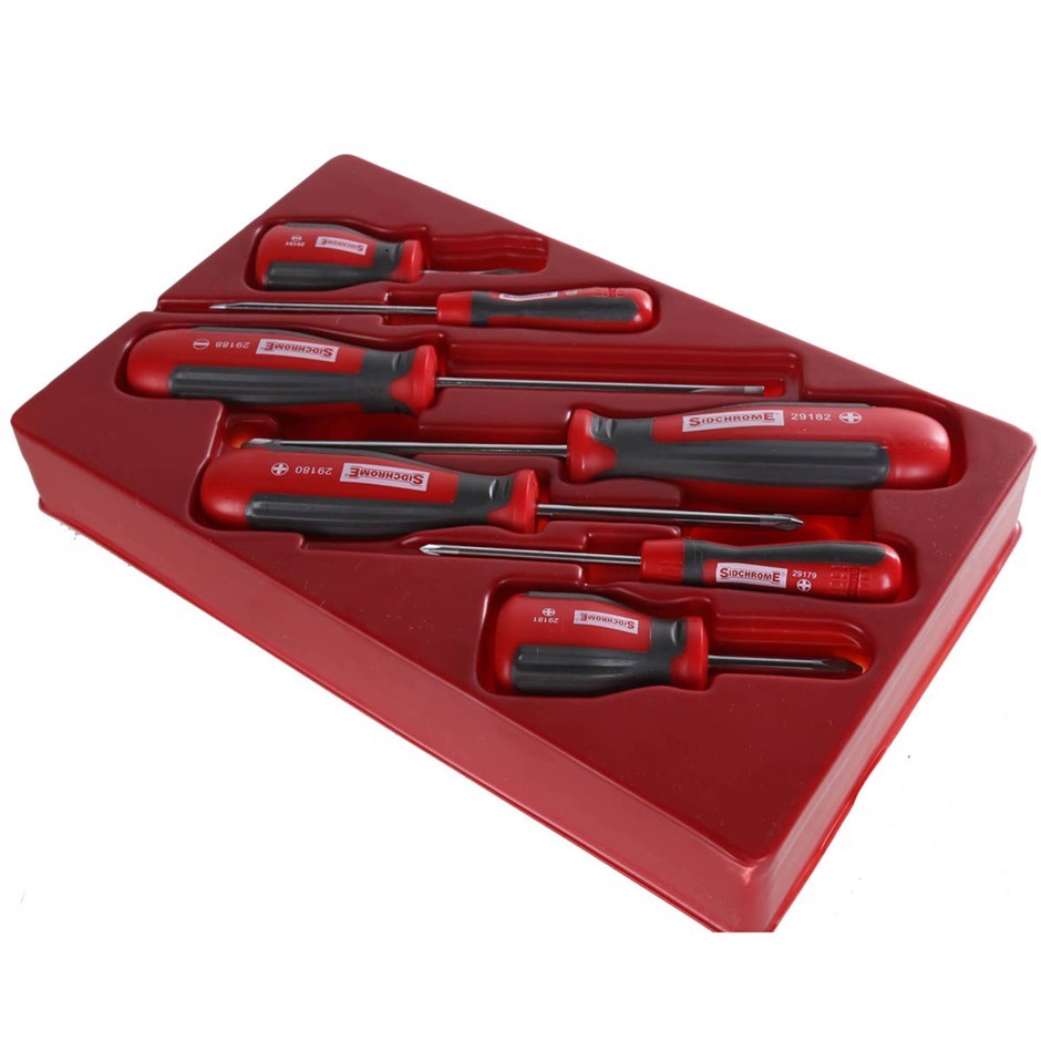 SIDCHROME 7pc Screwdriver Set, Contents Flats 4.75 x 75mm, 3.2 x 75mm and Auction