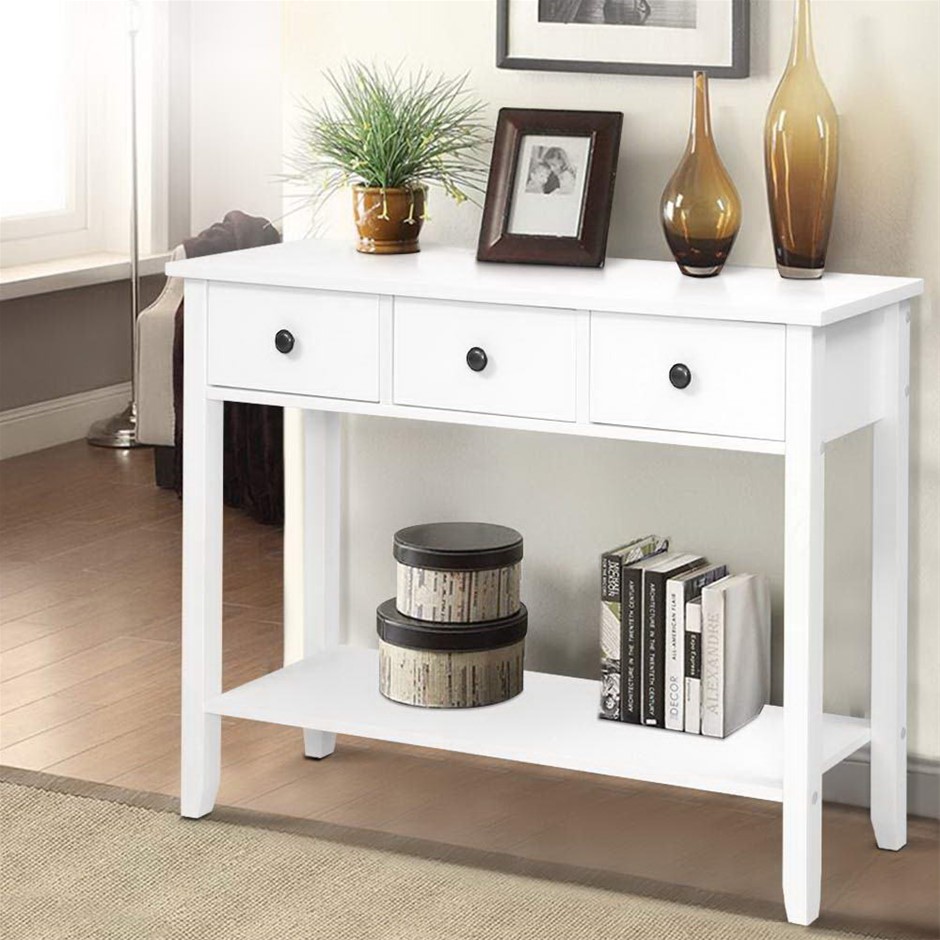 Buy Hallway Console Table Hall Side Entry 3 Drawers Display White Desk Grays Australia