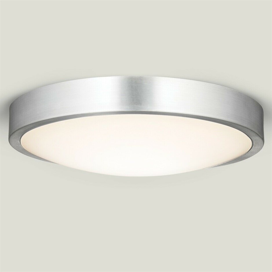 HPM Aura 18W LED Dimmable Ceiling Oyster Light, 3000K, Silver finish