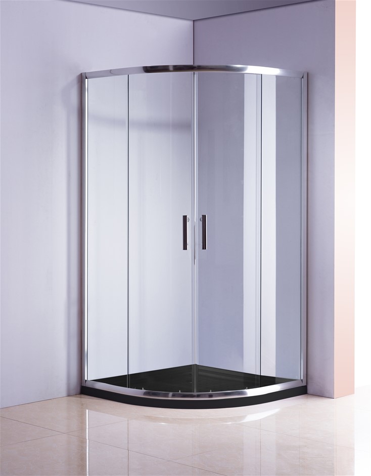 90 x 90cm Chrome Rounded Sliding 6mm Cur