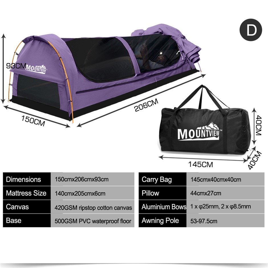 Mountview Double Swag Camping Swags Canv