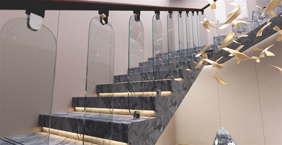 Frameless Glass Stairs Balustrade Toughe