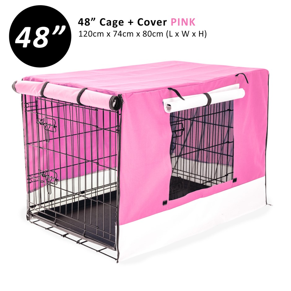 48" Foldable Wire Dog Cage with Tray + P