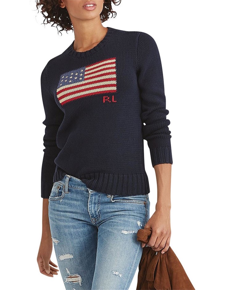 POLO RALPH LAUREN Flag Motif Jumper. Size L, Colour: Hunter Navy Multi. Cot  Auction | GraysOnline Australia