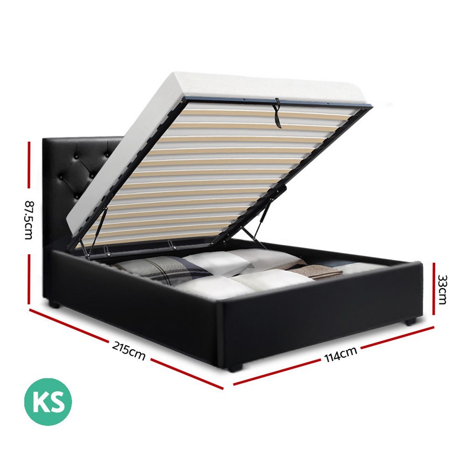 Buy Artiss King Single Gas Lift Bed Frame Base Platform Leather Wooden